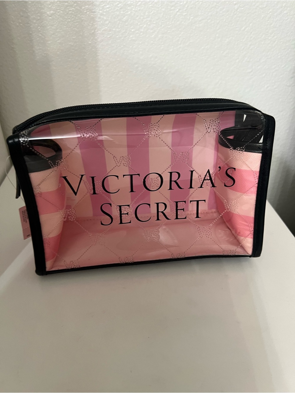 Victoria's Secret Pink Striped Clear Travel Cosmetic Pouch - Picture 6 of 6